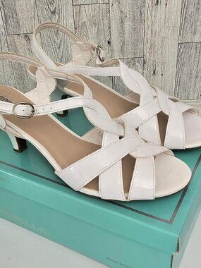 White Marbella Strappy Open-Toe Heel Sandal Size 10